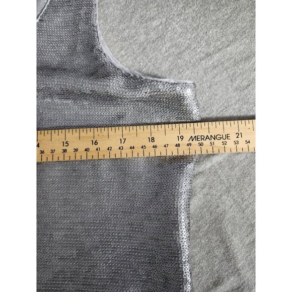 Eileen Fisher Silk Silver Metallic Sequined Tank Medium - Picture 6 of 7